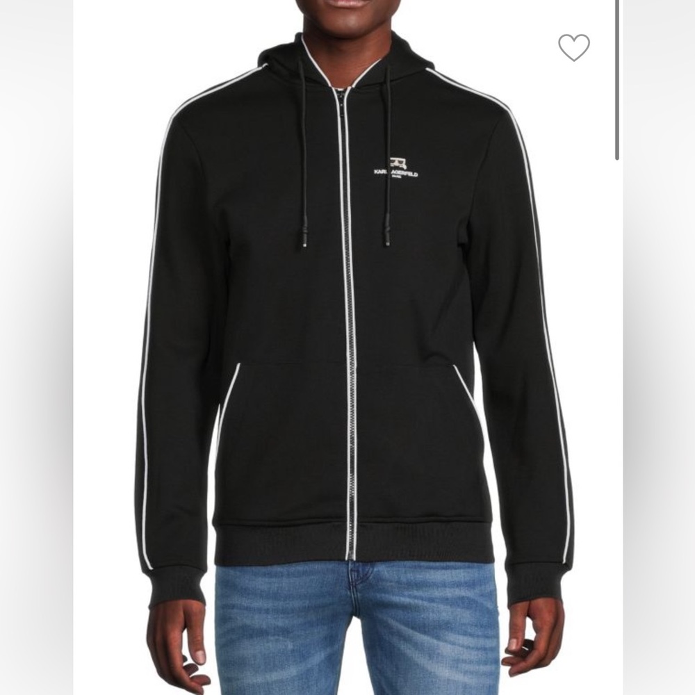 KARL LAGERFELD PARIS Contrast-Piping Hoodie
